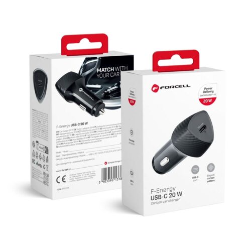 Φορτιστής Αυτοκινήτου USB-C PD 20W Forcell F-Energy Carbon CC50-1C Μαύρος