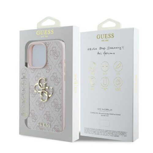 Θήκη Guess Eco Leather για iPhone 16 Pro Max Ροζ Big Logo