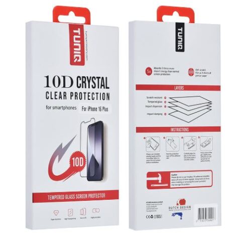TUNIQ 10D Full Coverage Tempered Glass για iPhone 16 Plus Μαύρο Πλαίσιο