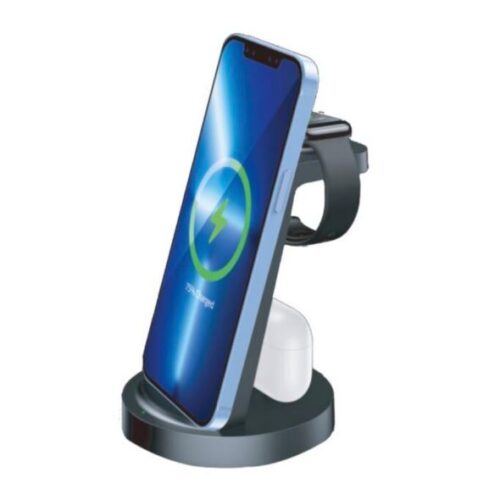 Βάση Ασύρματης Φόρτισης 3 σε 1 18W για Smartphone, Apple Watch & AirPods AXRED FC-18W Μαύρη