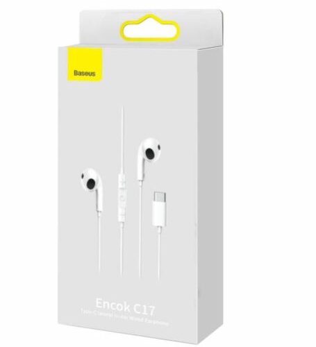 Ενσύρματα Ακουστικά Baseus Encok C17 USB-C Λευκά (NGCR010002)