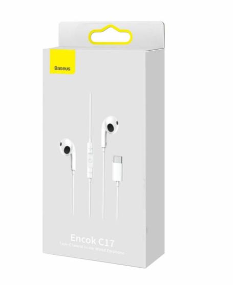 Ενσύρματα Ακουστικά Baseus Encok C17 USB-C Λευκά (NGCR010002)