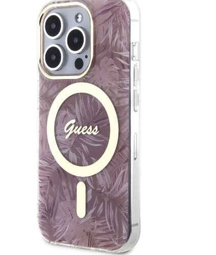 Θήκη iPhone 15 Pro MagSafe Jungle Pattern Guess Ροζ