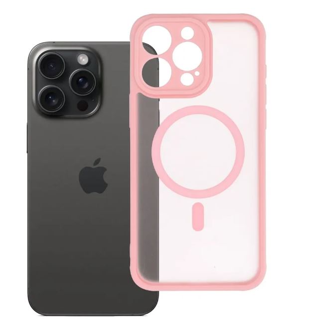 Θήκη iPhone 15 Pro Max Full Matte Mag Cover Συμβατή με MagSafe Ανοιχτό Ροζ