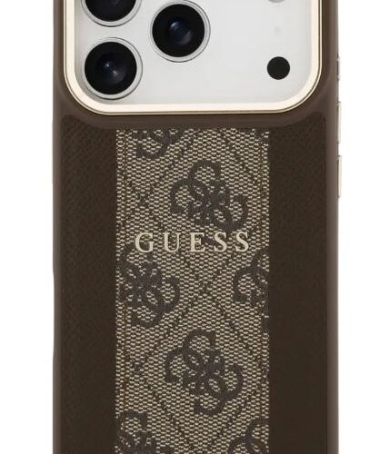 Θήκη iPhone 17 Pro MagSafe PU 4G Stripe Guess Καφέ