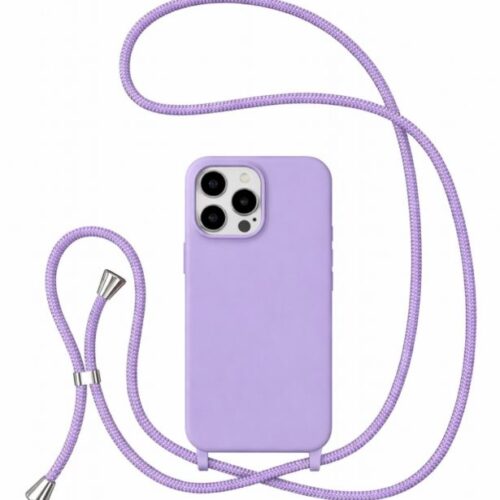 Θήκη Σιλικόνης με Κορδόνι Λαιμού για iPhone 15 Pro Λιλά