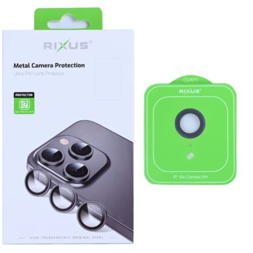 Προστατευτικό Κάμερας RIXUS Metal Shield Tempered Glass για iPhone 16e Μαύρο