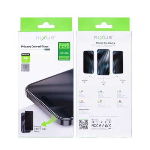 Rixus Privacy Full Curved Edge Tempered Glass For Apple iPhone 16 Pro Max