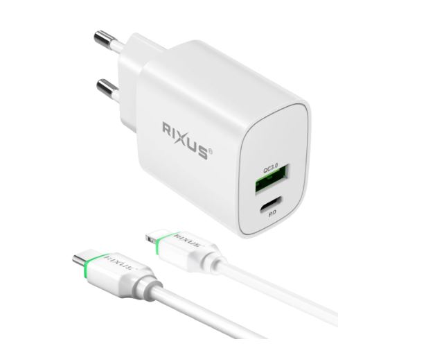 Αντάπτορας USB-C σε Lightning με Καλώδιο 1m 20W Rixus RX90L Λευκό
