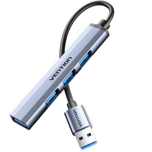 USB Hub 3.0 με 4 Θύρες (1x USB 3.0 & 3x USB 2.0) 0.15m VENTION Μεταλλικό Γκρι
