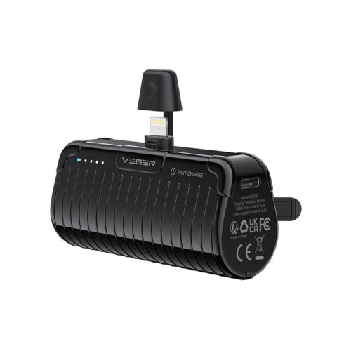 Power Bank 5000mAh 20W Fast Charging με Σύνδεση Lightning VEGER W0558P Μαύρο